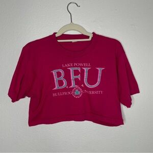 1980s AUTHENTIC HOT PINK LAKE POWELL BFU BULLFROG UNIVERSITY CROP TOP